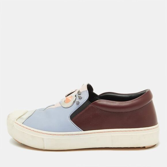 Fendi Multicolor Leather Face Motif Slip On Sneakers Size 37.5,New Products : American Fashion Style Bags On Sale